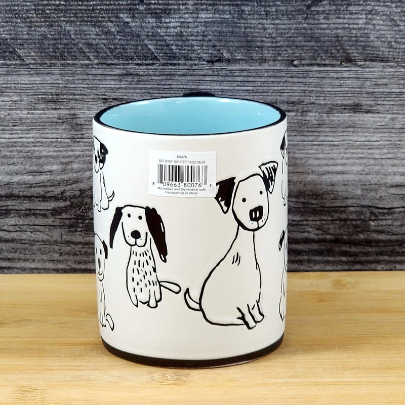 Load image into Gallery viewer, Dog Lover Coffee Mug Whimsical Ceramic Tea Cup by Blue Sky Embossed 16oz