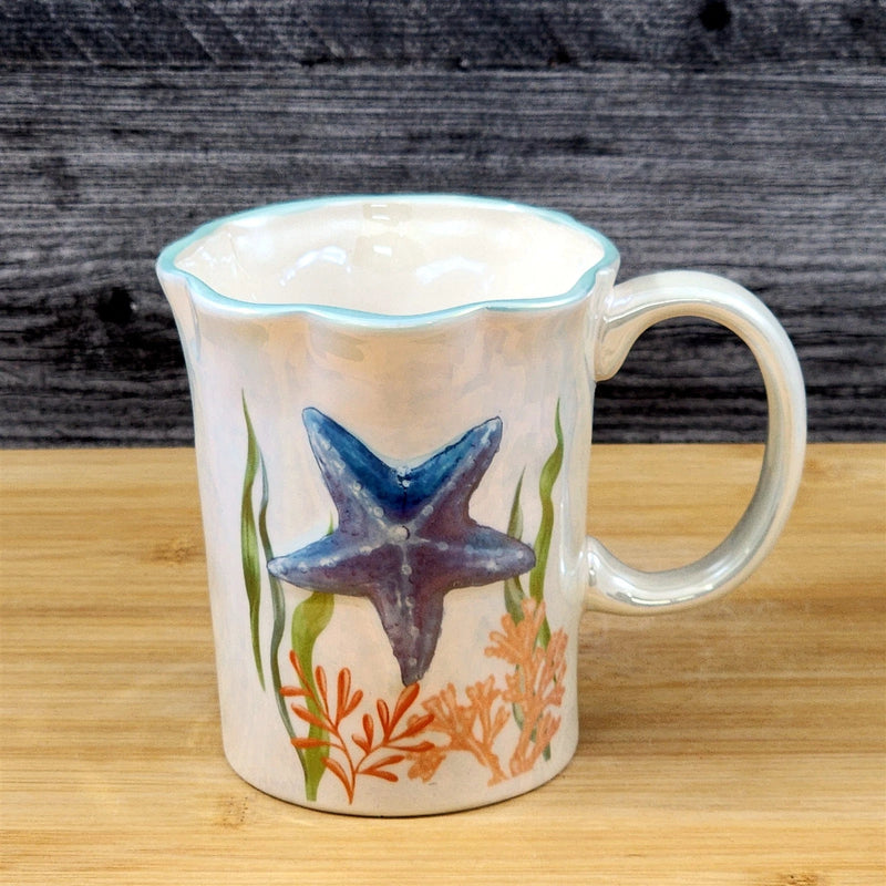 Load image into Gallery viewer, Whimsical Star Fish Coffee Mug Sandy Beach Coral Cup Blue Sky Ceramic 16oz