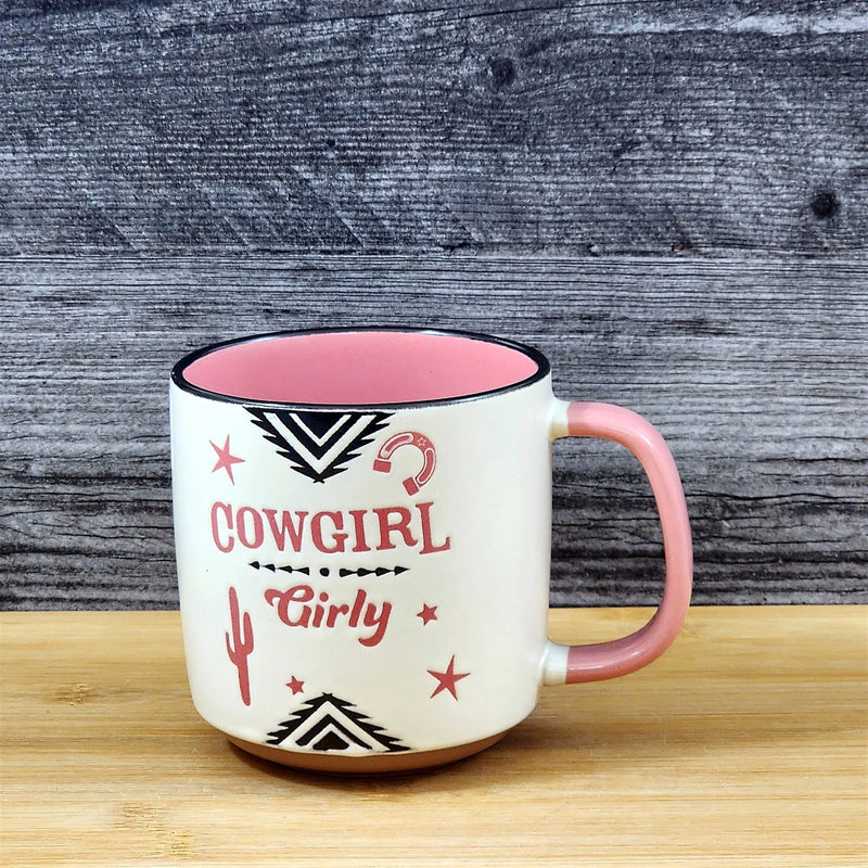 Load image into Gallery viewer, Pink Cowgirls Country Western Coffee Mug Southwest Ceramic Tea Cup Blue Sky 17oz