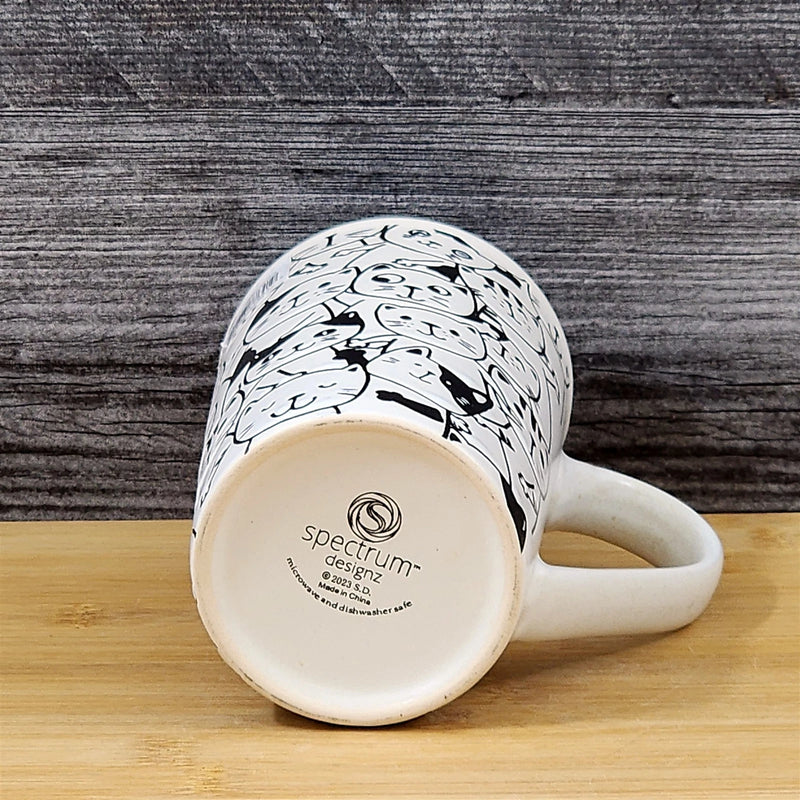 Load image into Gallery viewer, Coffee Mug Cat Lover Whimsical Tall Embossed Ceramic Tea Cup Blue Sky 17oz