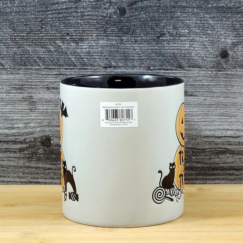 Load image into Gallery viewer, Pumpkins Halloween Coffee Mug Black Cats Ceramic Embossed Tea Cup Blue Sky 21oz