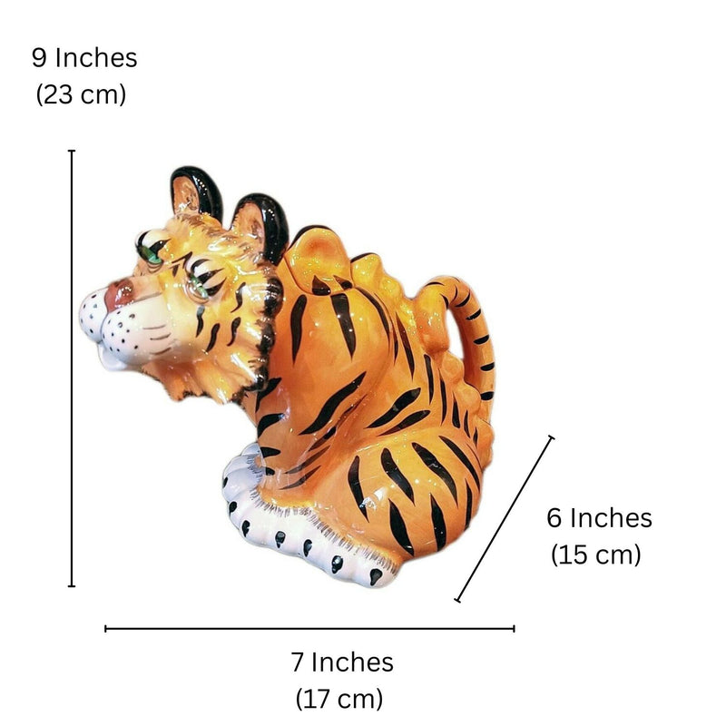 Load image into Gallery viewer, Tiger Teapot Ceramics Tea Pot by Blue Sky and Heather Goldminc Animal Décor