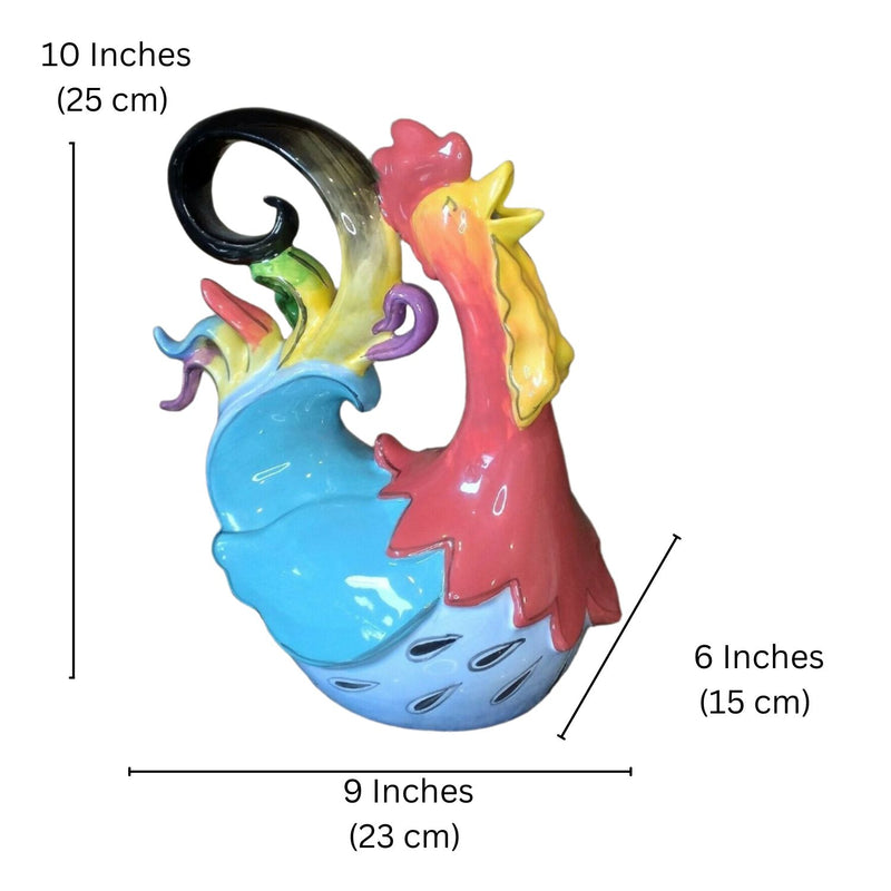 Load image into Gallery viewer, Frisco Falsetto Rooster Teapot Animal Ceramics Tea Pot Blue Sky Heather Goldminc