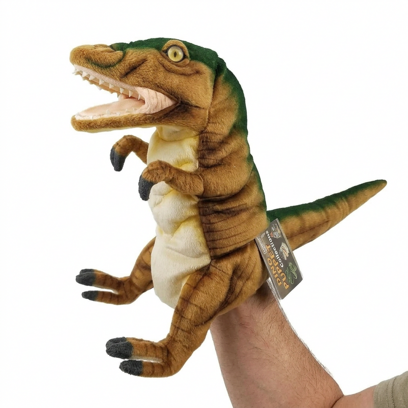 Load image into Gallery viewer, T Rex Brown Dinosaur Hand Puppet Doll Hansa Real Looking Plush Learning Toy