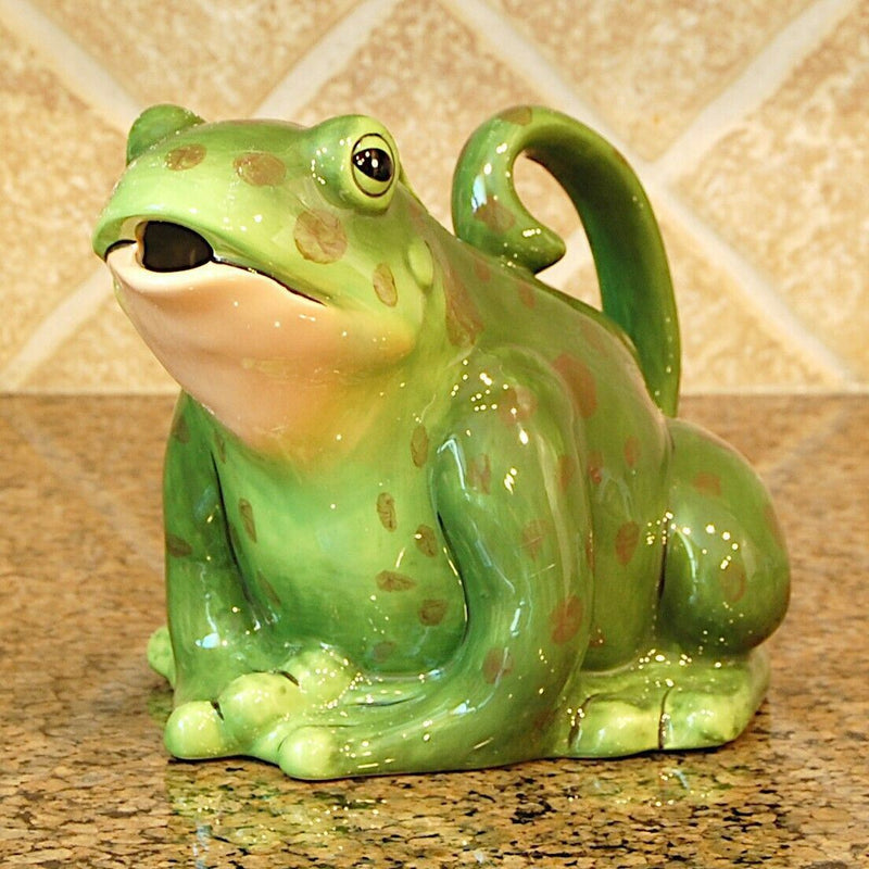 Load image into Gallery viewer, Green Frog Teapot Decorative Animal Décor Tea Pot Ceramics by Blue Sky Clayworks