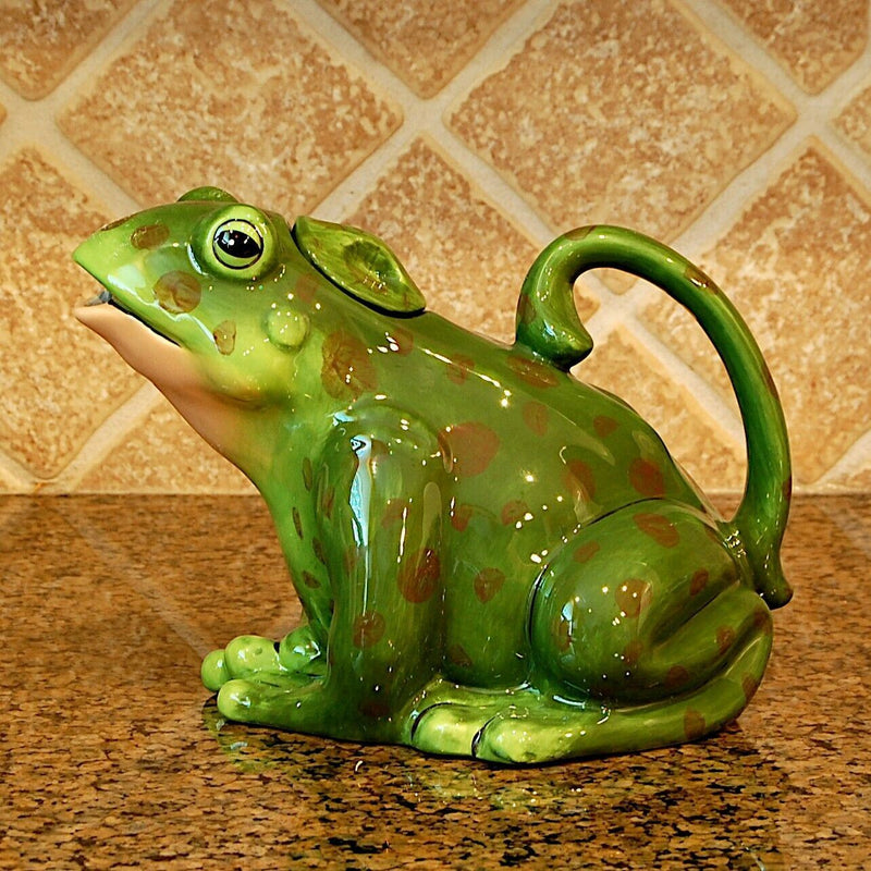 Load image into Gallery viewer, Green Frog Teapot Decorative Animal Décor Tea Pot Ceramics by Blue Sky Clayworks
