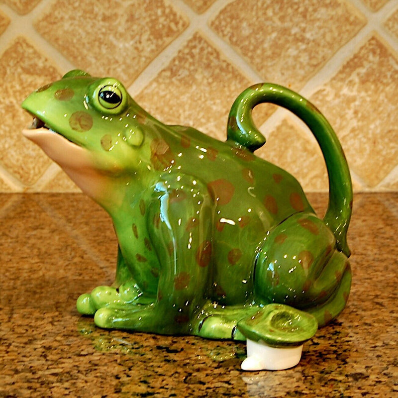 Load image into Gallery viewer, Green Frog Teapot Decorative Animal Décor Tea Pot Ceramics by Blue Sky Clayworks
