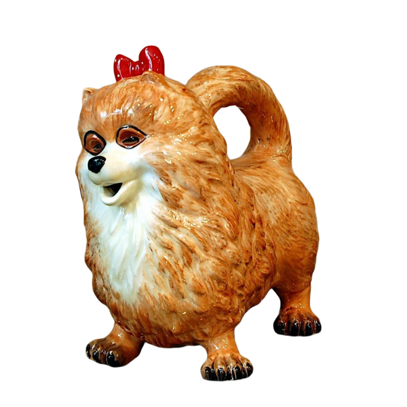 Load image into Gallery viewer, Whitney Pomeranian Pom Dog Teapot Ceramics Animal Décor by Blue Sky Clayworks