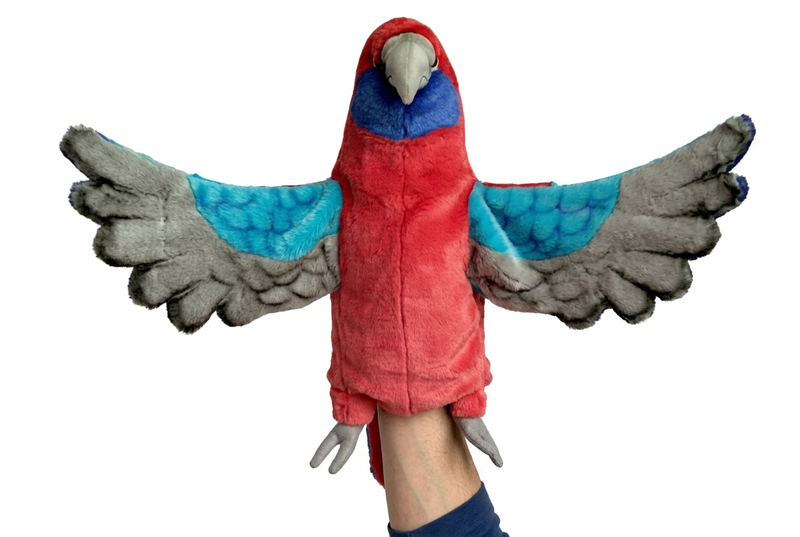 Load image into Gallery viewer, Parrot Red Hand Puppet Full Body Doll by Hansa Real Looking Plush Learning Toy