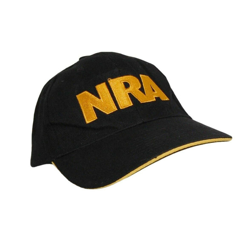 Load image into Gallery viewer, NRA National Rifle Association Hat 5 Panel Ball Cap Black and Gold Adjustable