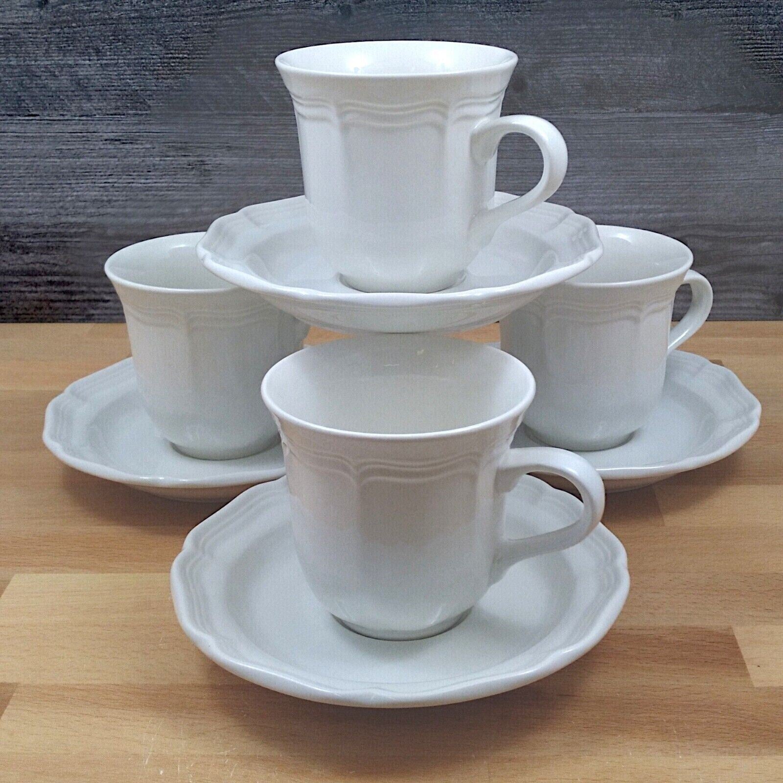 Mikasa French Countryside Coffee Mugs Set of 4 Tea Cups & Saucers