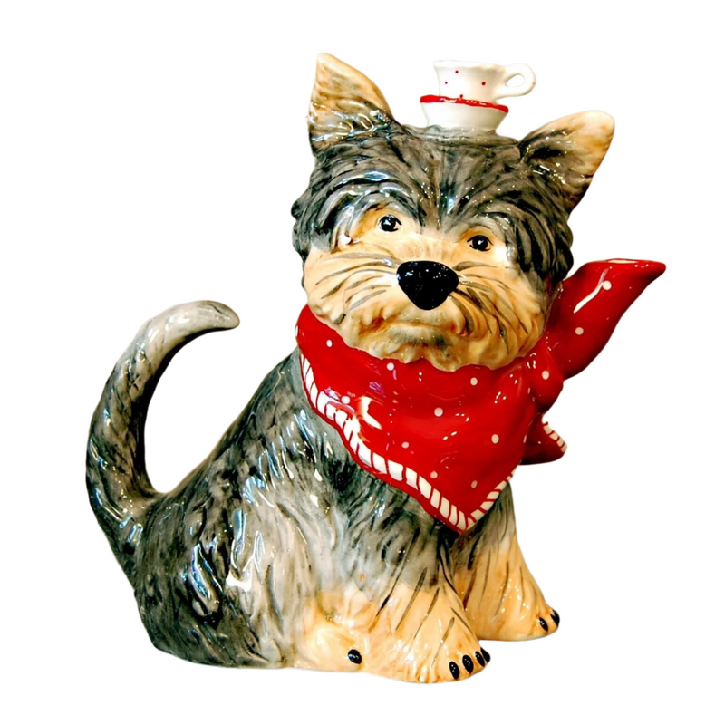 Load image into Gallery viewer, Ruby Red Dog Teapot Animal Ceramics Décor by Blue Sky Clayworks Heather Goldminc