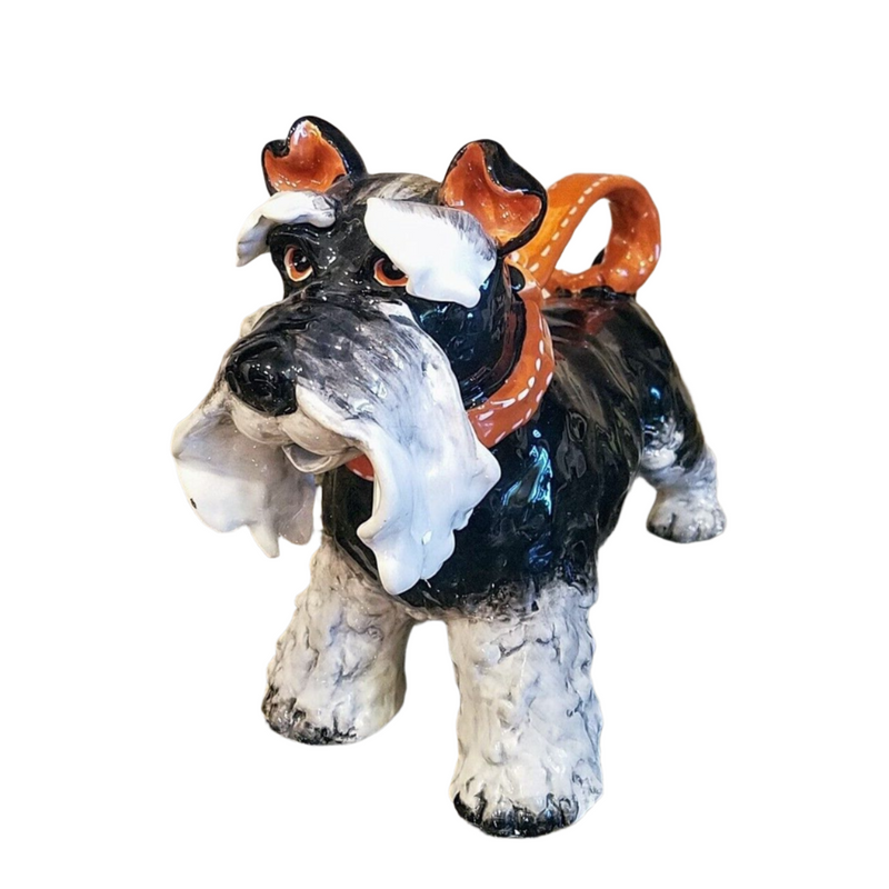 Load image into Gallery viewer, Grey Terrier Dog Teapot Ceramics Blue Sky Heather Goldminc Tea Pot Animal Decor