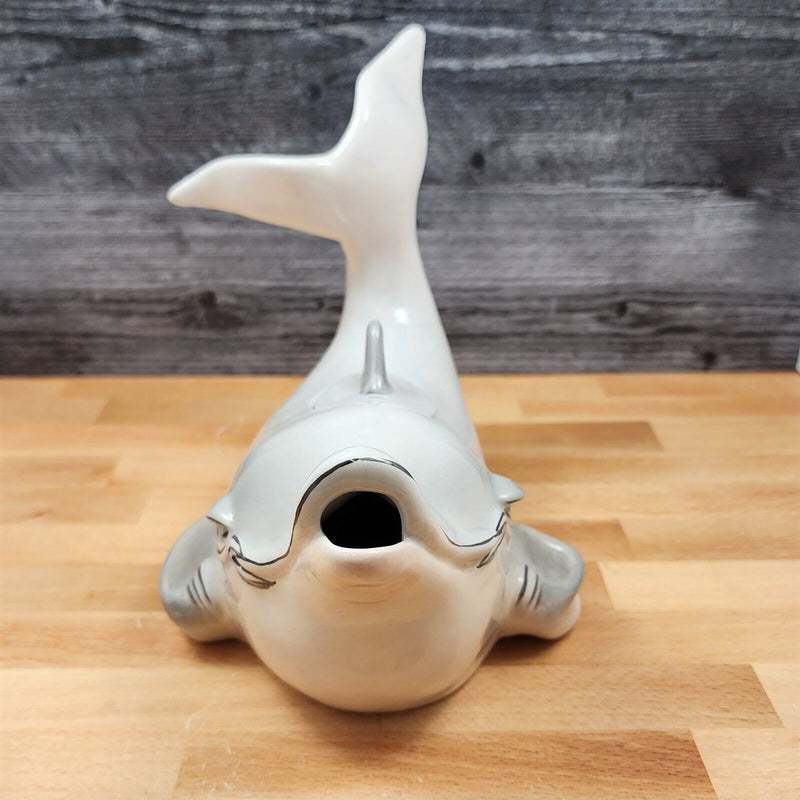 Load image into Gallery viewer, Gray Dolphin Teapot Ceramics Animal Tea Pot by Blue Sky and Lynda Corneille