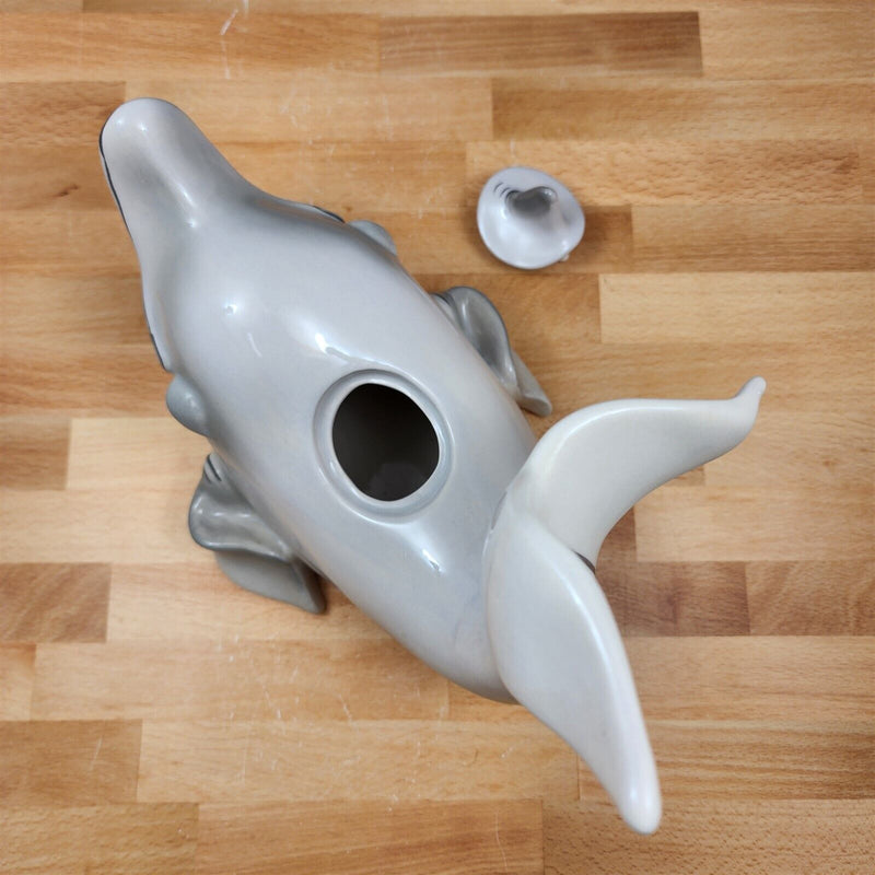 Load image into Gallery viewer, Gray Dolphin Teapot Ceramics Animal Tea Pot by Blue Sky and Lynda Corneille