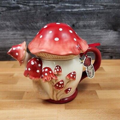 Load image into Gallery viewer, Mushroom Teapot by Blue Sky Heather Goldminc Ceramics Floral Decor Tea Pot
