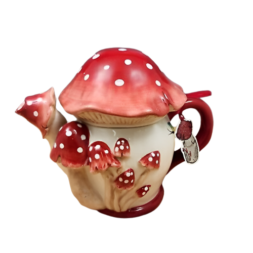 Load image into Gallery viewer, Mushroom Teapot by Blue Sky Heather Goldminc Ceramics Floral Decor Tea Pot