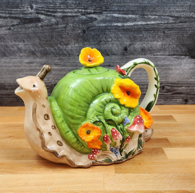 Load image into Gallery viewer, Snail Teapot Ceramics by Blue Sky Heather Goldminc Animal Decor Tea Pot