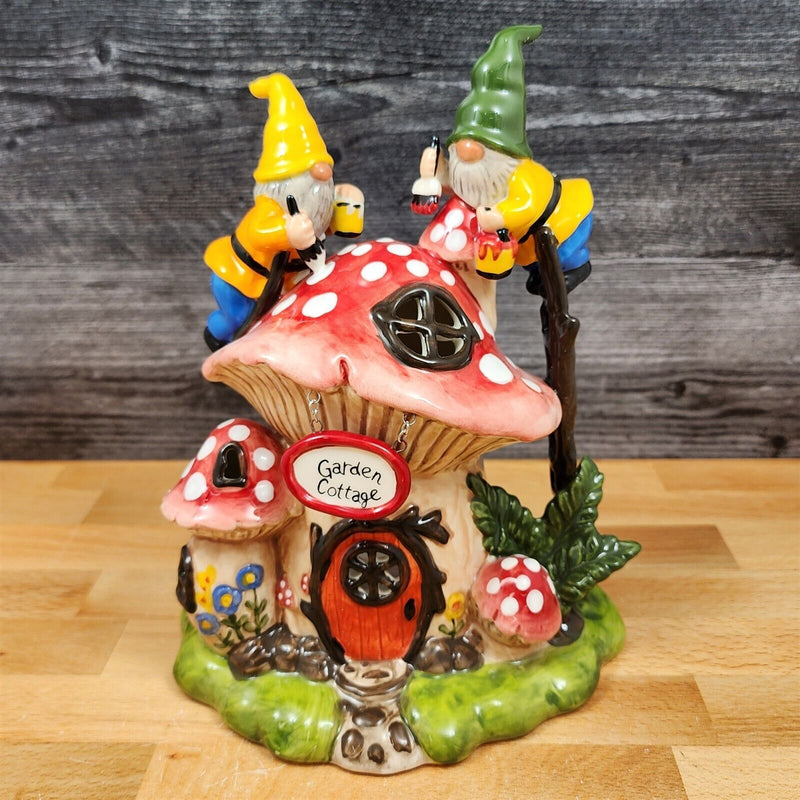 Load image into Gallery viewer, Sanctuary Garden Candle House Tea Light Gnome Mushroom Cottage Goldminc Blue Sky
