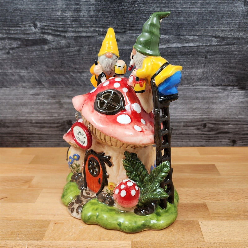 Load image into Gallery viewer, Sanctuary Garden Candle House Tea Light Gnome Mushroom Cottage Goldminc Blue Sky