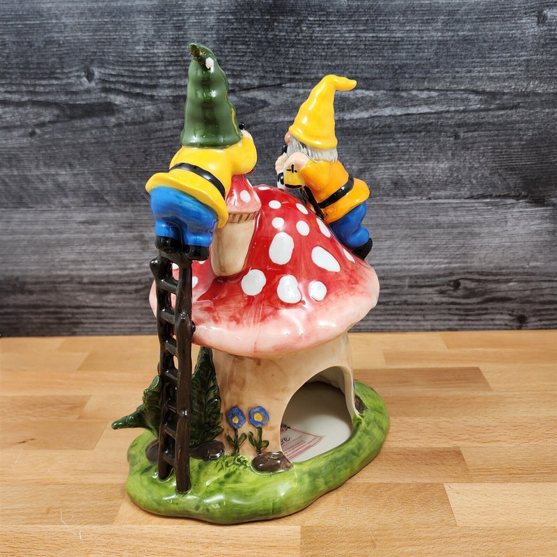 Load image into Gallery viewer, Sanctuary Garden Candle House Tea Light Gnome Mushroom Cottage Goldminc Blue Sky