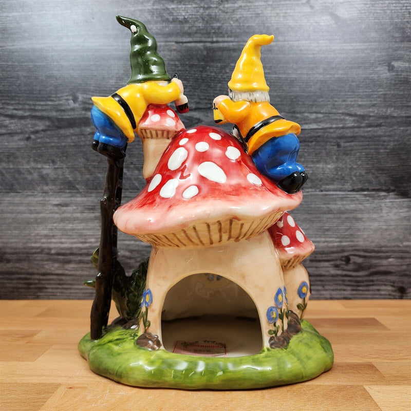 Load image into Gallery viewer, Sanctuary Garden Candle House Tea Light Gnome Mushroom Cottage Goldminc Blue Sky