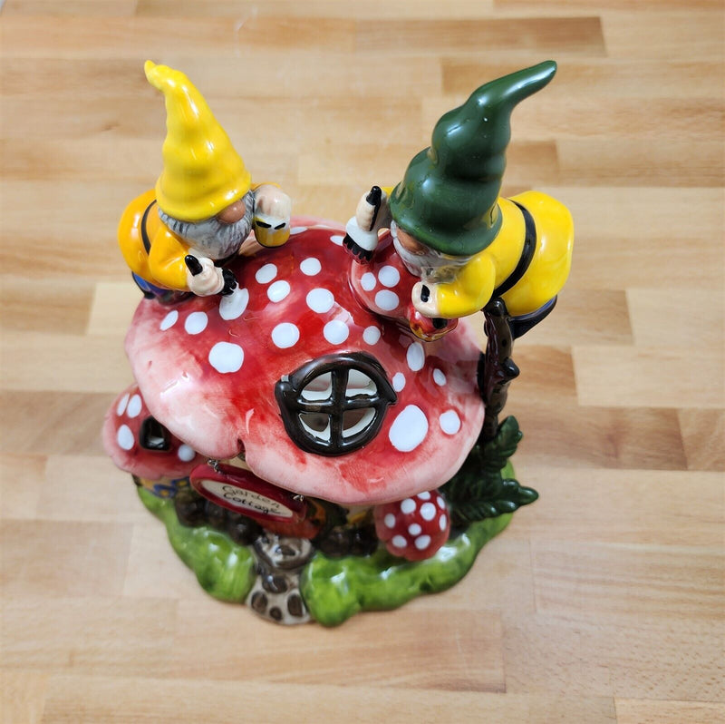 Load image into Gallery viewer, Sanctuary Garden Candle House Tea Light Gnome Mushroom Cottage Goldminc Blue Sky