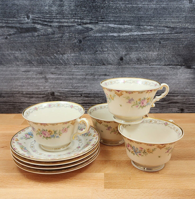 Load image into Gallery viewer, Marlene by Syracuse Footed Tea Cup & Saucer Set of 4 Mug Old Ivory Made In USA