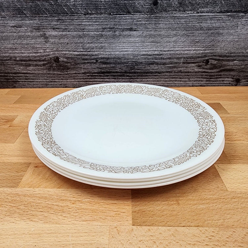 Load image into Gallery viewer, Corelle Corning Woodland Brown Set of 4 Salad Plate Ceramic 8 1/2" Floral Edge