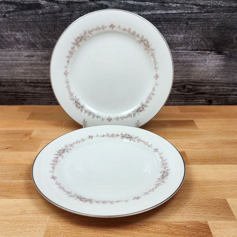 Load image into Gallery viewer, Noritake Rosepoint 8” Salad Plate Set of 2 Pink Floral Vine Ceramic 6206