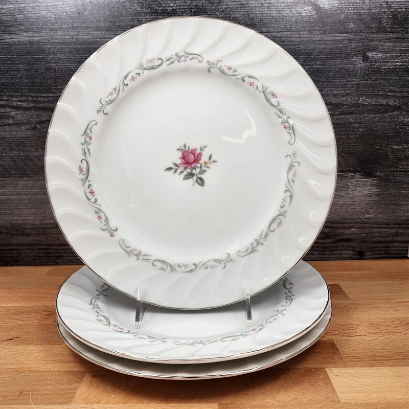 Load image into Gallery viewer, Royal Swirl Dinner Plate 10'' Set of 3 Fine China Japan Pink Rose Flower Ceramic