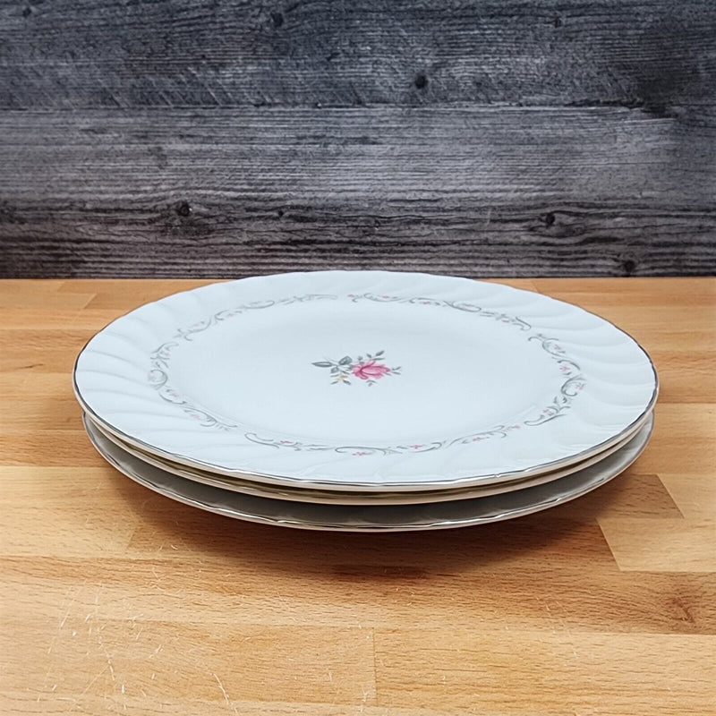 Load image into Gallery viewer, Royal Swirl Dinner Plate 10'' Set of 3 Fine China Japan Pink Rose Flower Ceramic