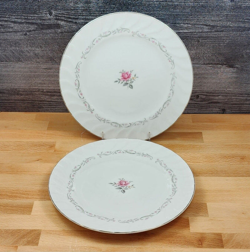 Load image into Gallery viewer, Royal Swirl Dinner Plate 10'' Set of 2 Fine China Japan Pink Rose Flower Ceramic