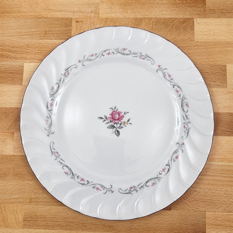 Load image into Gallery viewer, Royal Swirl Dinner Plate 10'' Set of 2 Fine China Japan Pink Rose Flower Ceramic