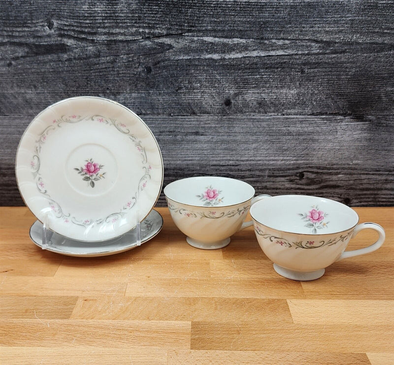 Load image into Gallery viewer, Royal Swirl Saucer Tea Cup Set of 2 Pink Rose Flower Fine China Japan Coffee Mug