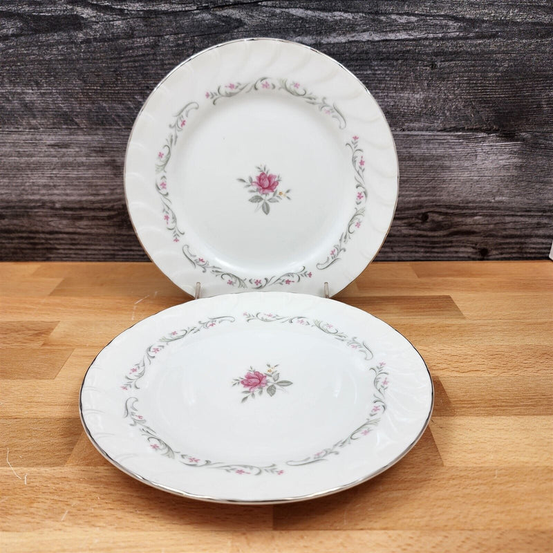 Load image into Gallery viewer, Royal Swirl Salad Plate Set of 2 Pink Rose Flower Fine China Japan Ceramic