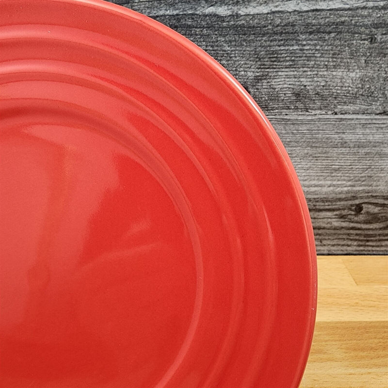 Load image into Gallery viewer, Rachael Ray Double Ridge Dinner Plates Stoneware Crimson Red 11"