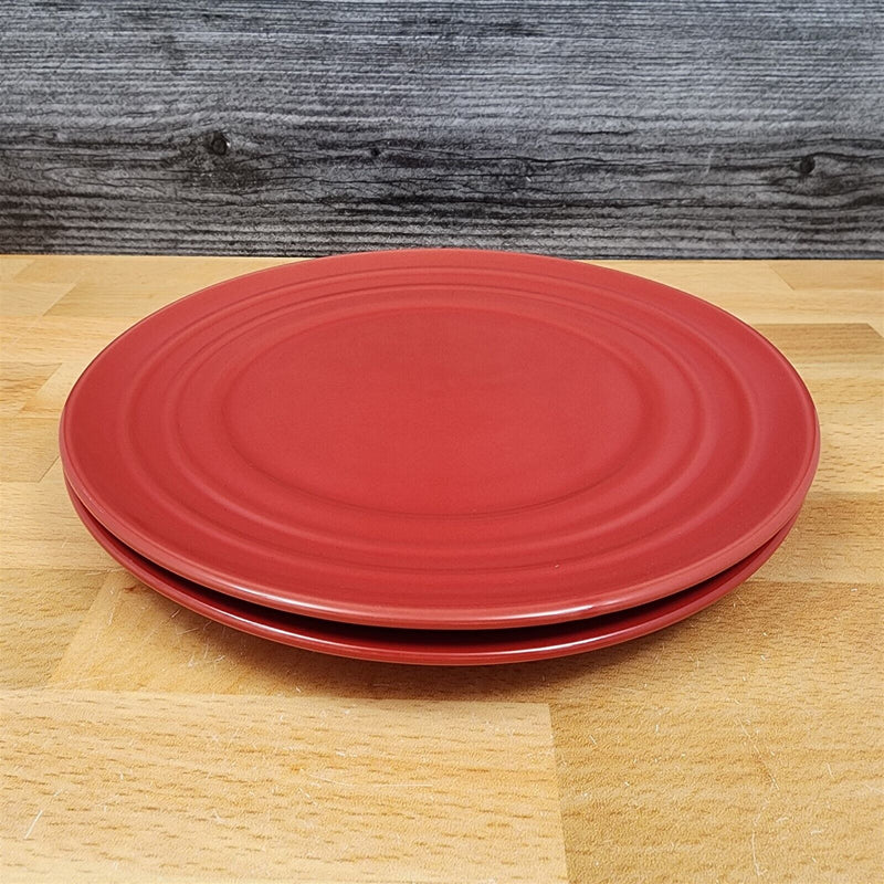 Load image into Gallery viewer, Rachael Ray Double Ridge Salad Plate Set of 2 Stoneware Crimson Red 8"