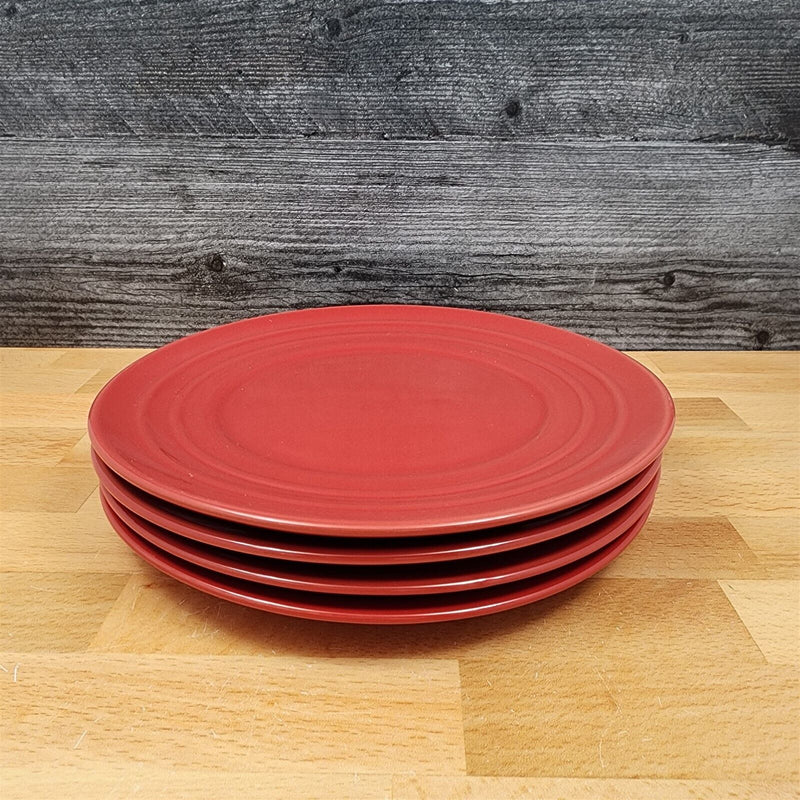 Load image into Gallery viewer, Rachael Ray Double Ridge Salad Plate Set of 4 Stoneware Crimson Red 8"