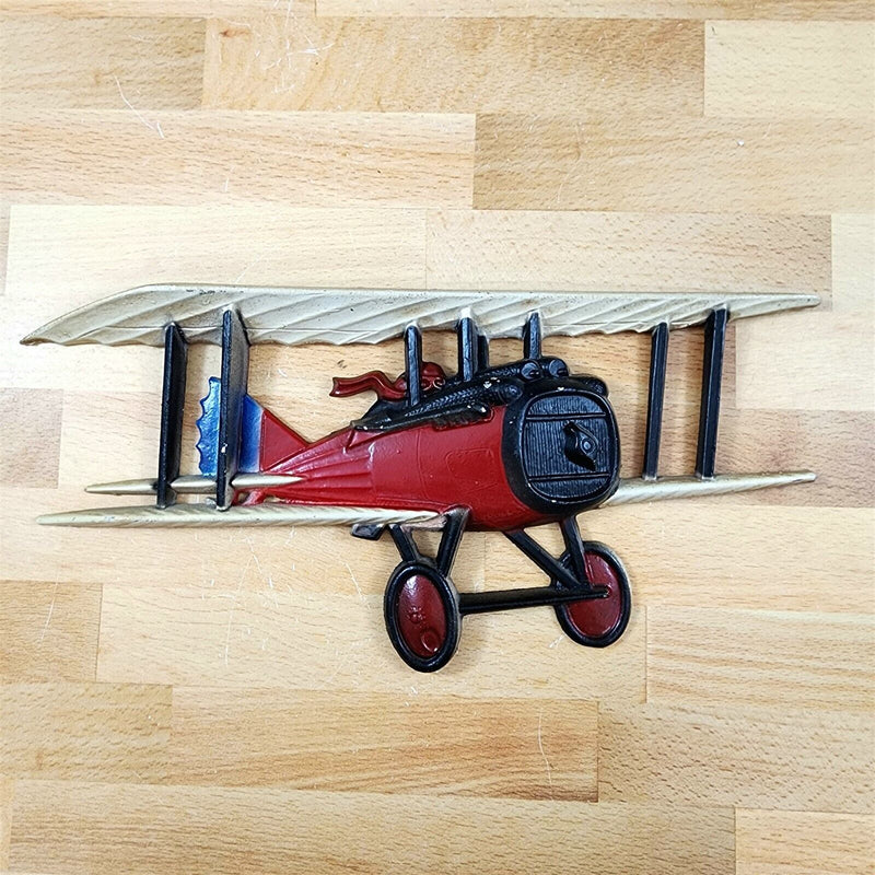 Load image into Gallery viewer, 3 Vintage Airplane Wall Hanging Cast Metal Ww1 Bi-Planes Made Usa 1970 Homco