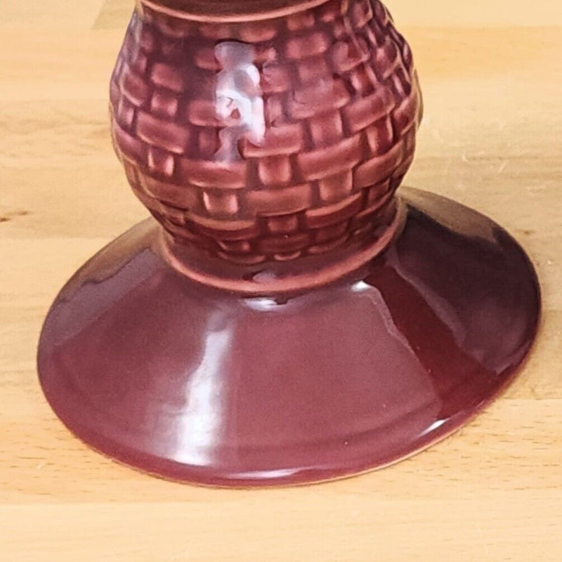 Load image into Gallery viewer, Longaberger Pedestal Candleholders Woven Tradition Paprika Set of 2 Pillar 5"