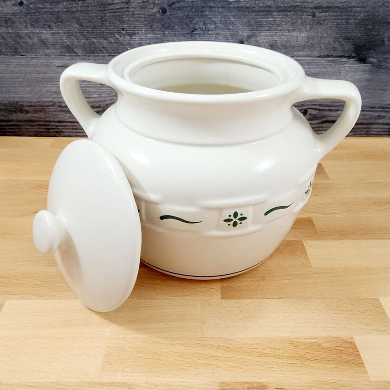 Load image into Gallery viewer, Longaberger Cookie Candy Jar with Lid Woven Traditions Green Embossed