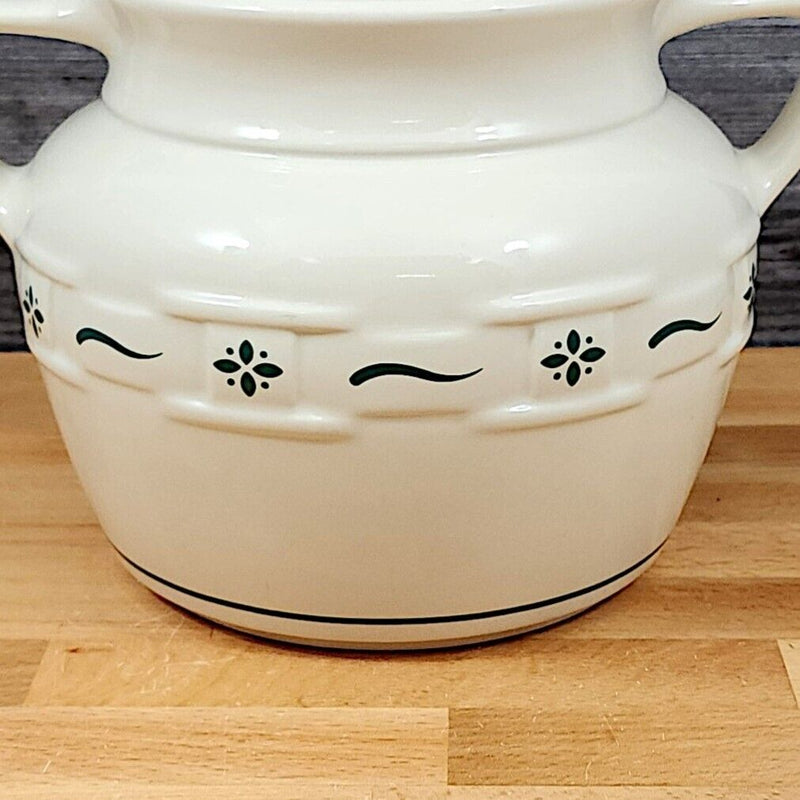 Load image into Gallery viewer, Longaberger Cookie Candy Jar with Lid Woven Traditions Green Embossed