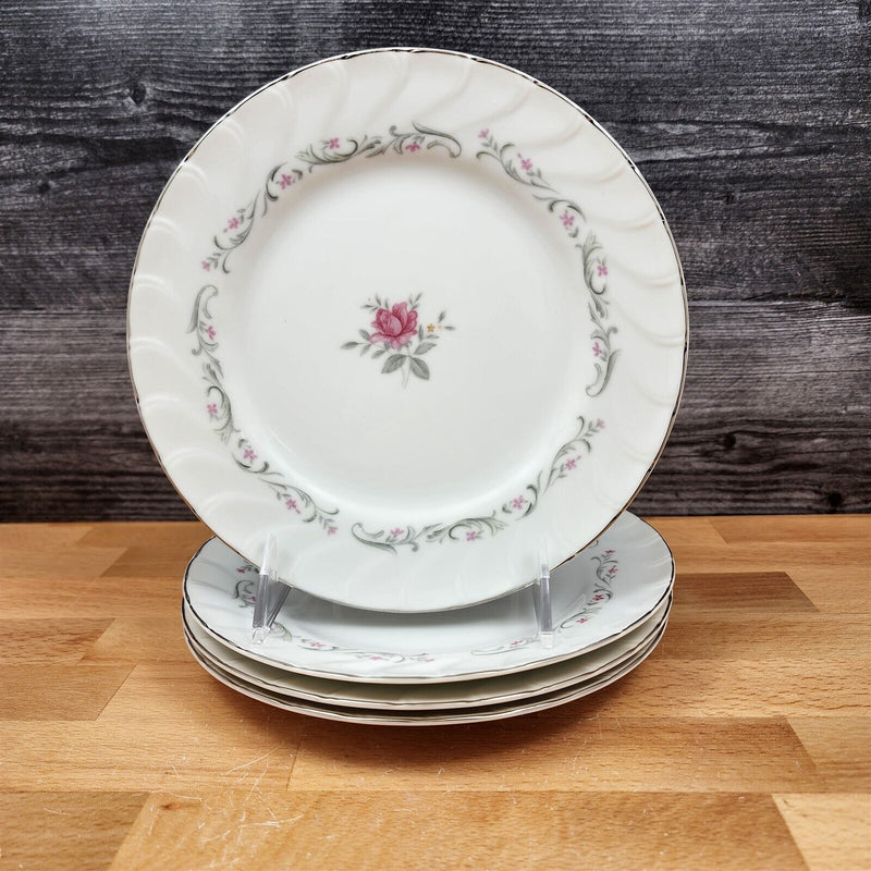 Load image into Gallery viewer, Royal Swirl Salad Plate Set of 4 Pink Rose Flower Fine China Japan Ceramic