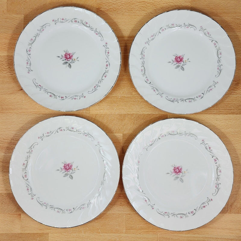 Load image into Gallery viewer, Royal Swirl Bread Plate Set of 4 Pink Rose Flower Fine China Japan Ceramic