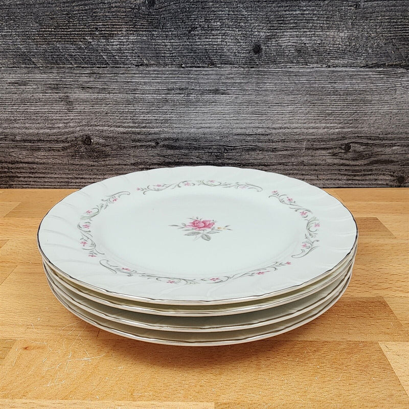 Load image into Gallery viewer, Royal Swirl Bread Plate Set of 4 Pink Rose Flower Fine China Japan Ceramic