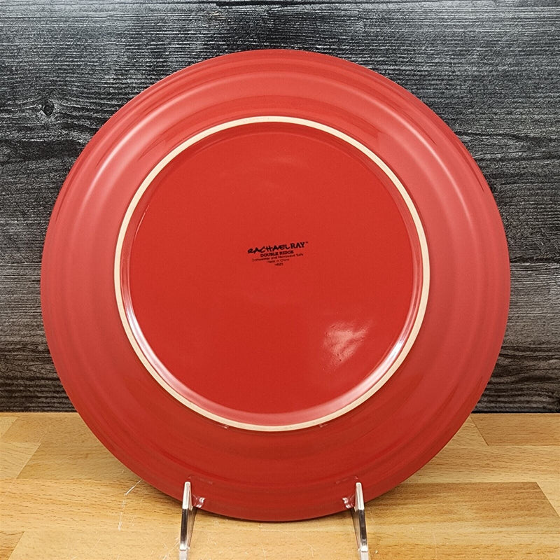 Load image into Gallery viewer, Rachael Ray Double Ridge Dinner Plates Set of 2 Stoneware Crimson Red 11"