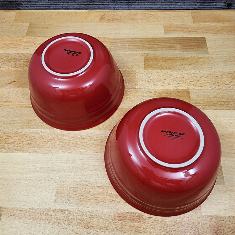 Load image into Gallery viewer, Rachael Ray Double Ridge Soup Cereal Bowls Set of 2 Stoneware Crimson Red 6"