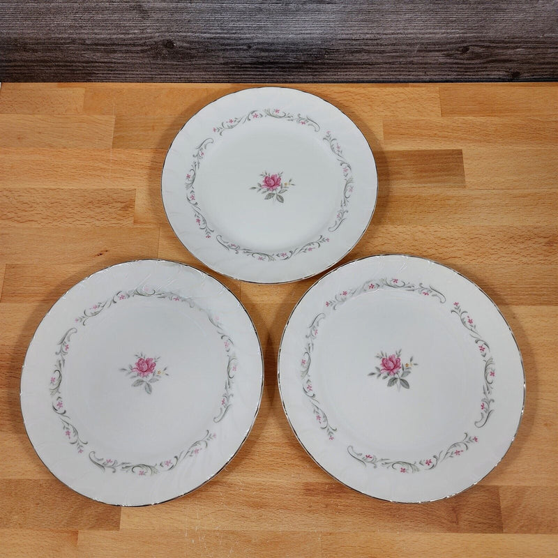 Load image into Gallery viewer, Royal Swirl Bread Plate Set of 3 Pink Rose Flower Fine China Japan Ceramic