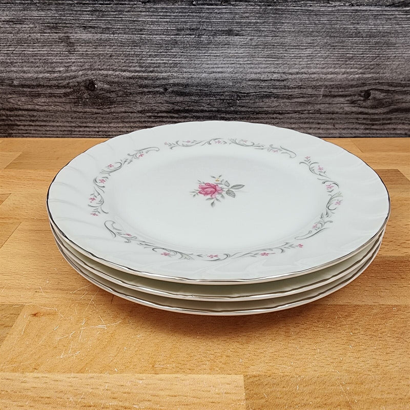 Load image into Gallery viewer, Royal Swirl Bread Plate Set of 3 Pink Rose Flower Fine China Japan Ceramic